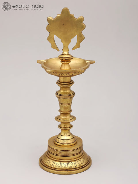12" Five Wicks Chakra Lamp in Brass