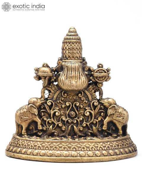 2" Small Tirupati Balaji and Goddess Gajalakshmi Bust with Vaishnava Symbols | Handmade | Copper Statue
