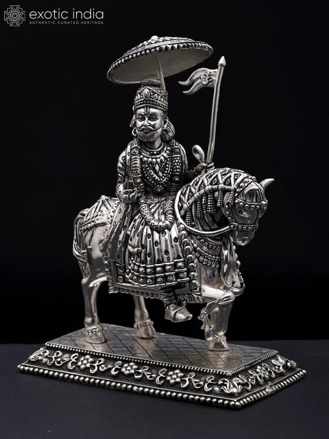 6" Small Superfine Baba Ramdev Pir | Silver Plated Brass Statue