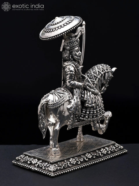 6" Small Superfine Baba Ramdev Pir | Silver Plated Brass Statue