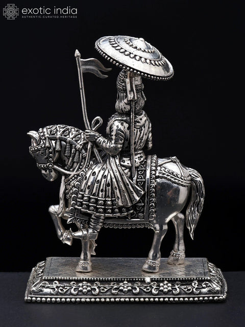 6" Small Superfine Baba Ramdev Pir | Silver Plated Brass Statue