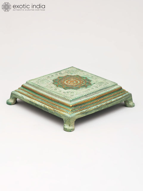 5" Small Brass Pedestal (Chowki) with Yantra