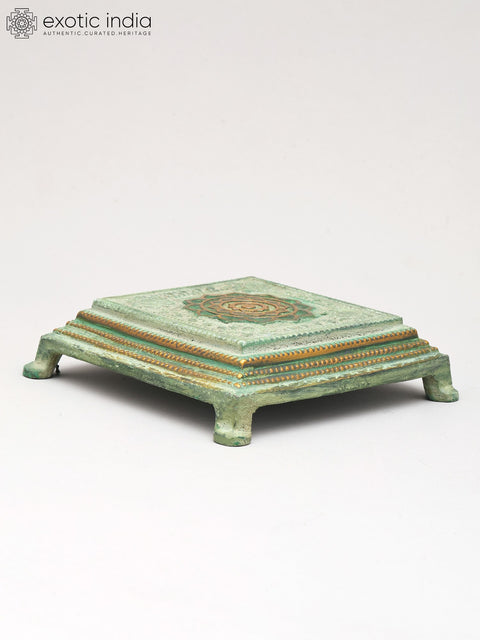 5" Small Brass Pedestal (Chowki) with Yantra