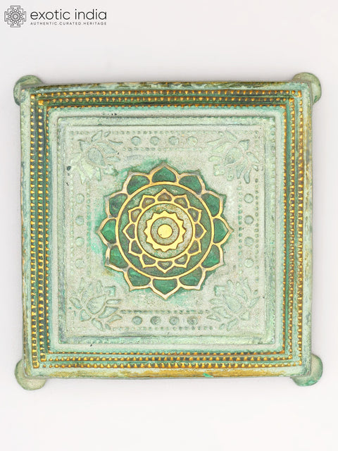 5" Small Brass Pedestal (Chowki) with Yantra