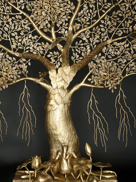 82" Huge Brass Tree of Life with Birds