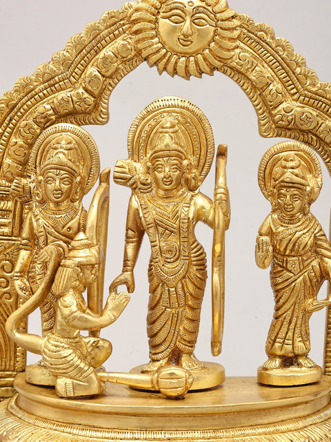 8" Brass Shri Ram Darbar on Wood Base