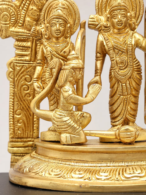 8" Brass Shri Ram Darbar on Wood Base
