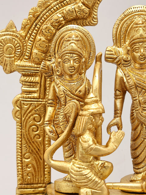 8" Brass Shri Ram Darbar on Wood Base