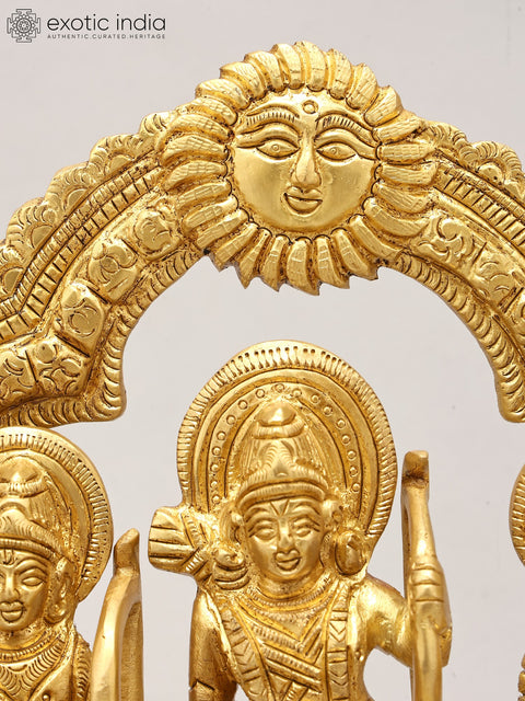 8" Brass Shri Ram Darbar on Wood Base