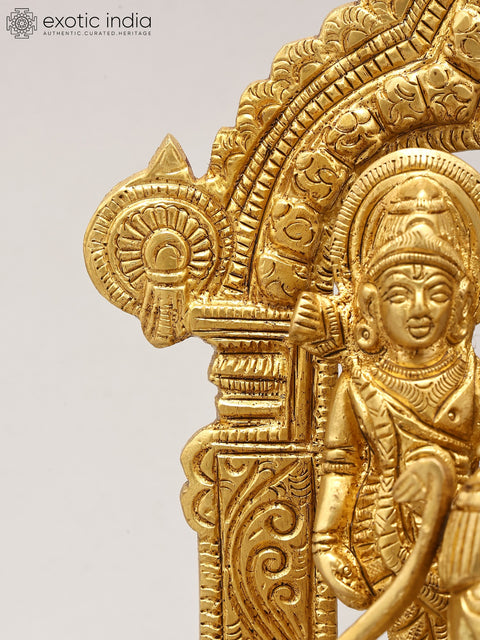 8" Brass Shri Ram Darbar on Wood Base