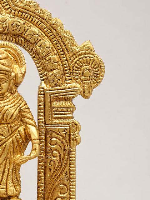 8" Brass Shri Ram Darbar on Wood Base
