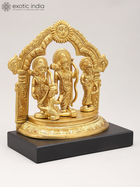 8" Brass Shri Ram Darbar on Wood Base