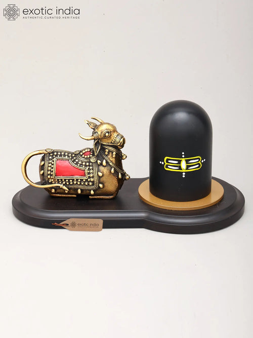 10" Brass Nandi Shivalinga Statue for Pooja