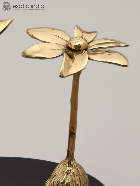 10" Designer Golden Flower Duo Showpiece | Premium Artistic Home Accent