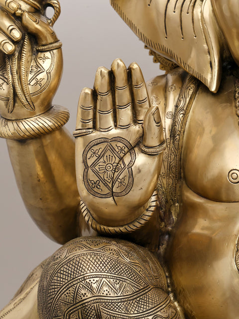 33" Large Fine Four Armed Blessing Lord Ganesha | Brass Statue