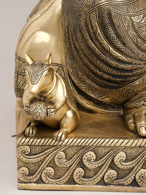 33" Large Fine Four Armed Blessing Lord Ganesha | Brass Statue