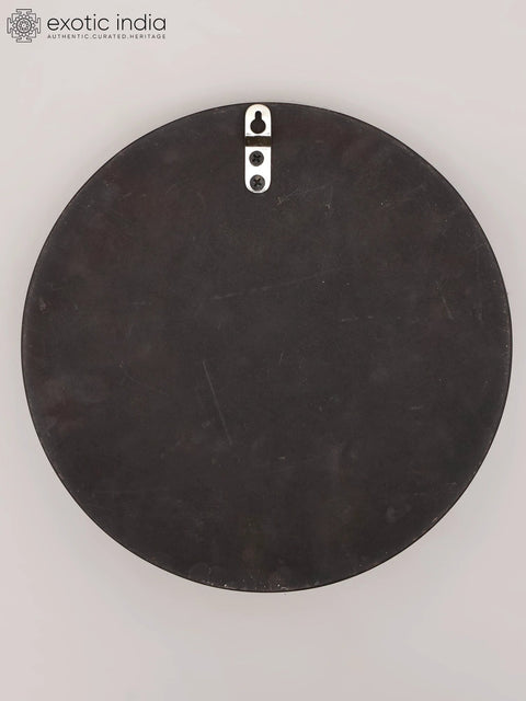 10" Brass Lord Buddha Wood Framed Sculpture | Wall Hanging