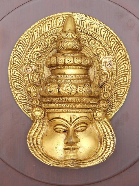 8" Wood Framed Kathakali Face Statue | Wall Hanging