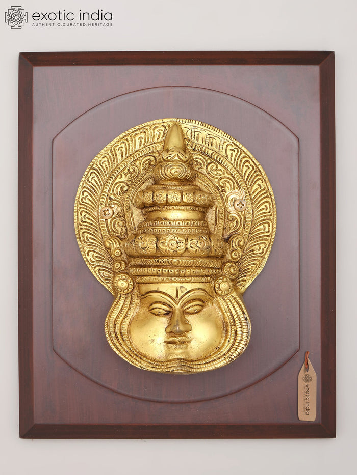8" Wood Framed Kathakali Face Statue | Wall Hanging