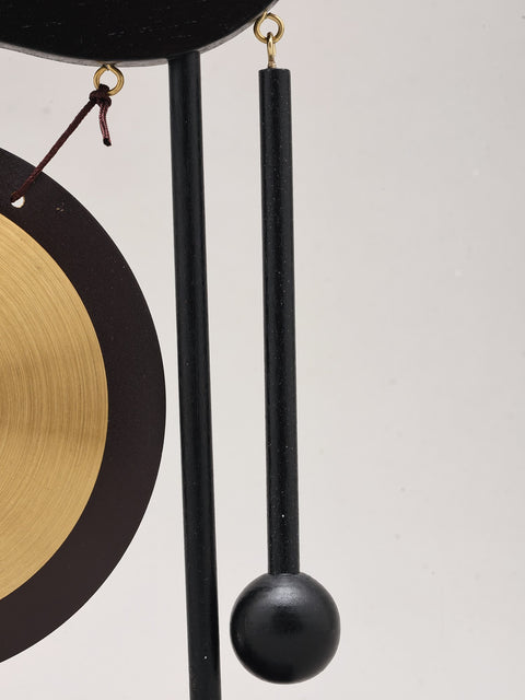 8" Decorative Brass Desktop Gong with a Wooden Stand and Mallet