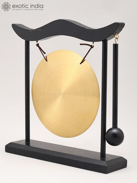 8" Brass Gong with Wooden Stand and Mallet
