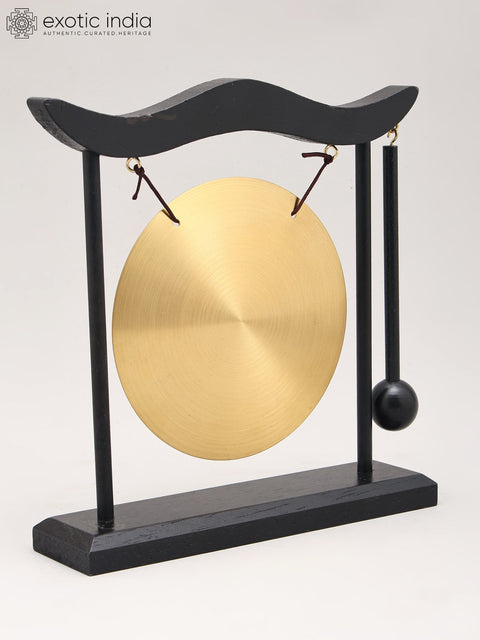 8" Brass Gong with Wooden Stand and Mallet