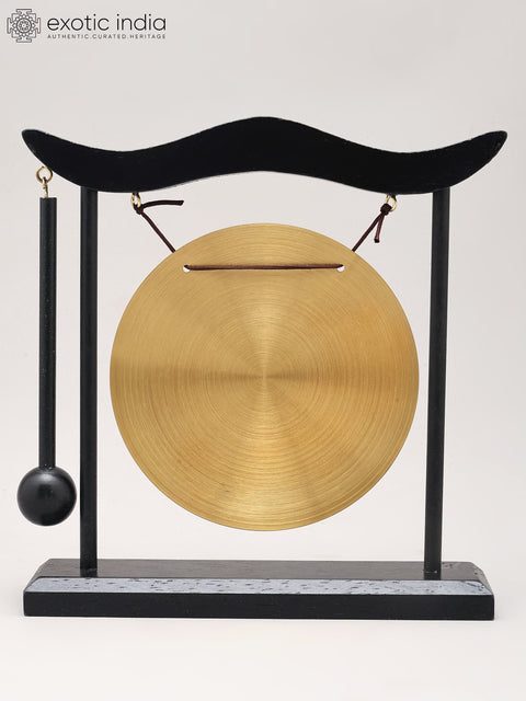 8" Brass Gong with Wooden Stand and Mallet