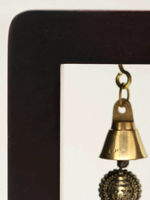 7” Divine Trio in Brass – Lakshmi Ganesha and Saraswati | Wood-Framed Wall Shrine | with Aesthetic Box