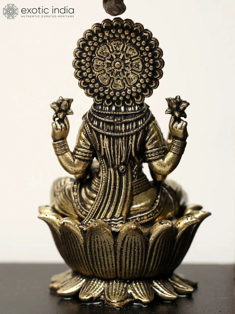 7” Divine Trio in Brass – Lakshmi Ganesha and Saraswati | Wood-Framed Wall Shrine | with Aesthetic Box