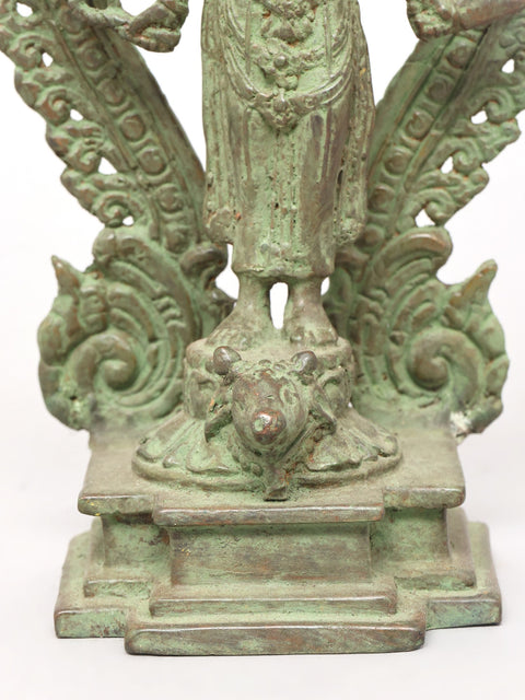 10" Eight Armed Standing Goddess Durga with Ornate Prabhavali | Brass Statue