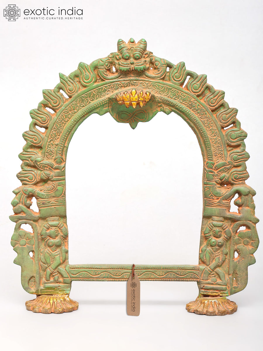 11" Brass Kirtimukha Prabhavali Statue for Pooja