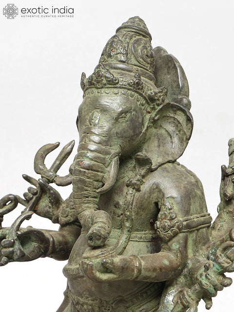 15" Eight Armed Lord Ganesha | Brass Statue
