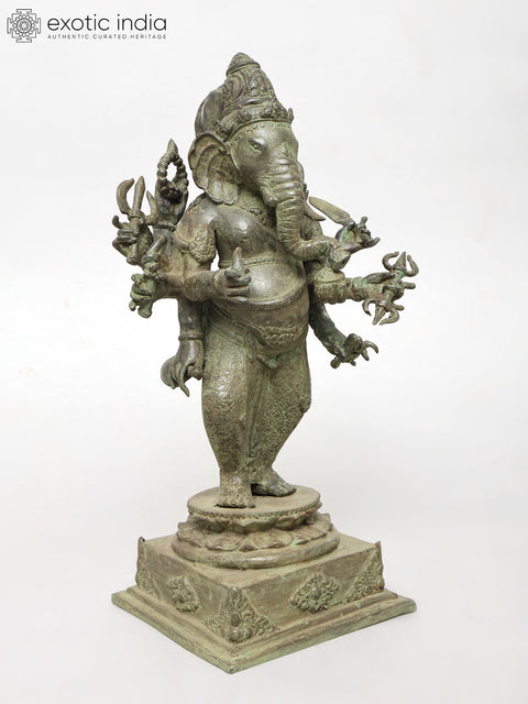 15" Eight Armed Lord Ganesha | Brass Statue
