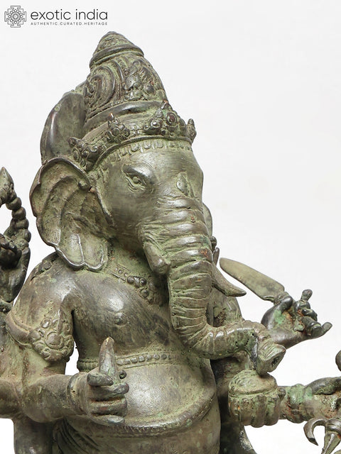 15" Eight Armed Lord Ganesha | Brass Statue