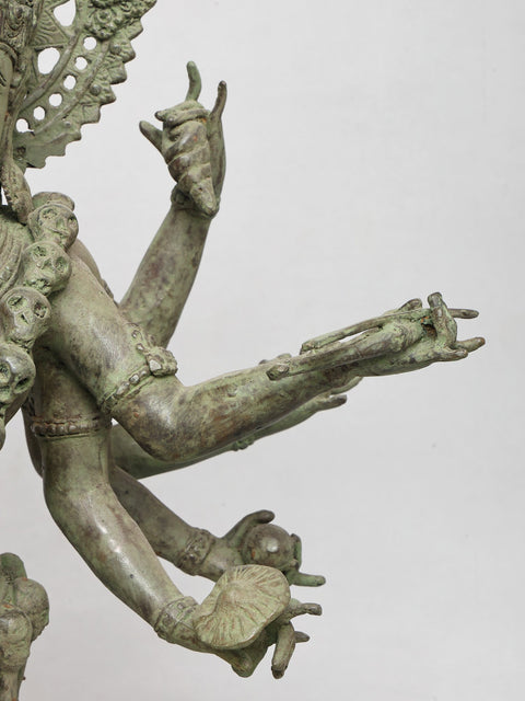 24" Ten Armed Goddess Kali | Brass Statue