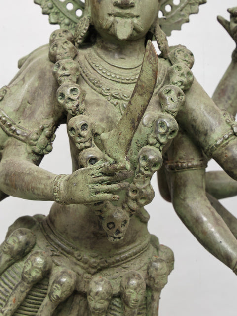 24" Ten Armed Goddess Kali | Brass Statue