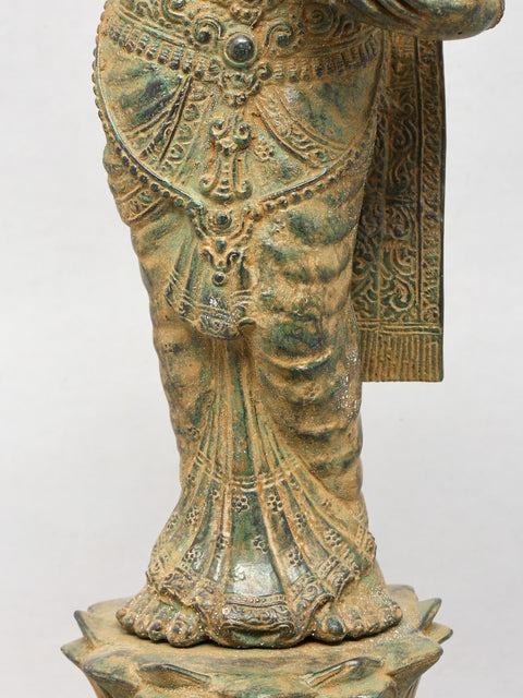 27" Standing Goddess Lakshmi with Wealth Pot | Brass Statue