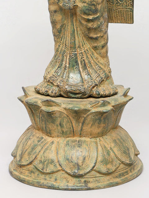 27" Standing Goddess Lakshmi with Wealth Pot | Brass Statue