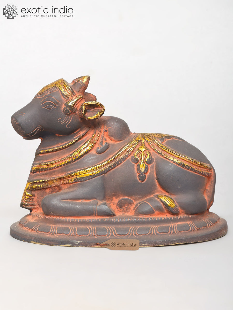 7" Handmade Brass Nandi Statue for Pooja