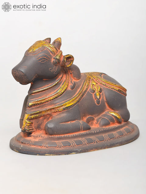 7" Brass Nandi Statue - Vahana of Lord Shiva