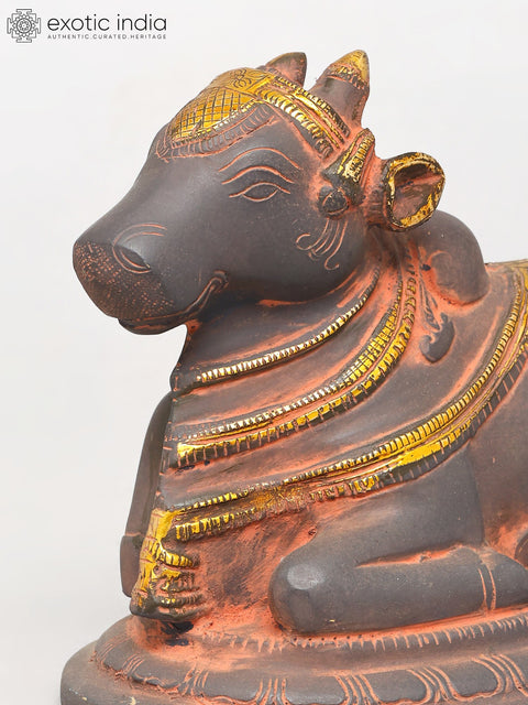 7" Brass Nandi Statue - Vahana of Lord Shiva