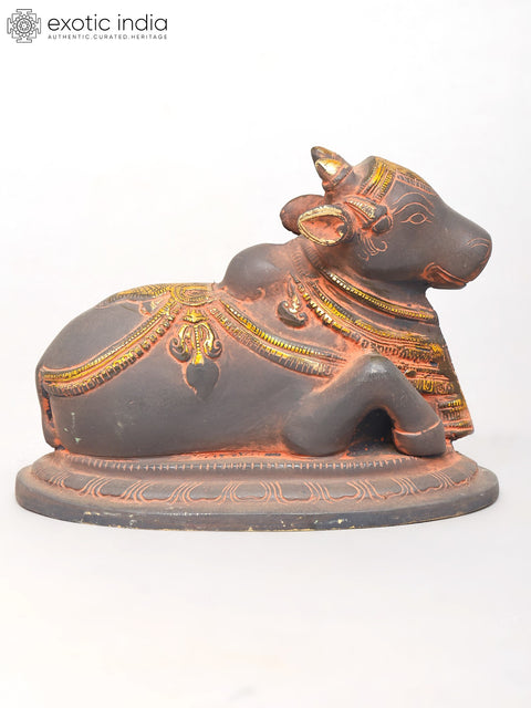 7" Brass Nandi Statue - Vahana of Lord Shiva