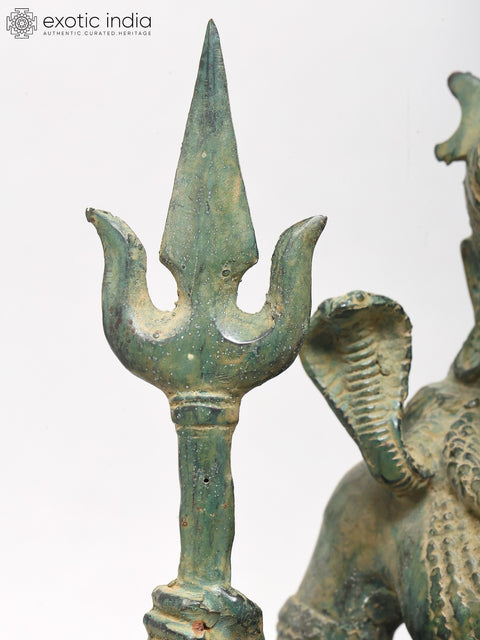 14" Standing Lord Shiva with Trident | Brass Statue