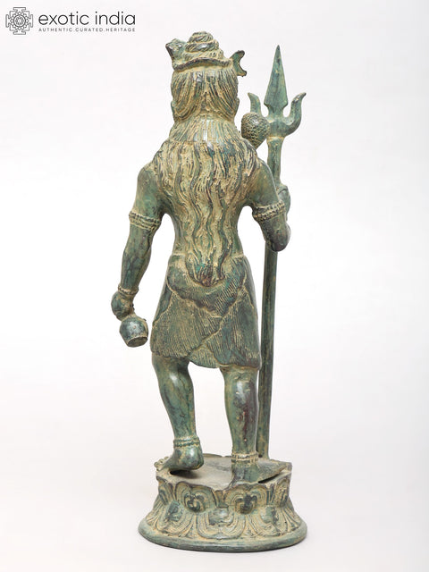 14" Standing Lord Shiva with Trident | Brass Statue
