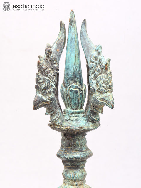 19" Brass Tibetan Buddhist Vajra Dorje on Wood Stand