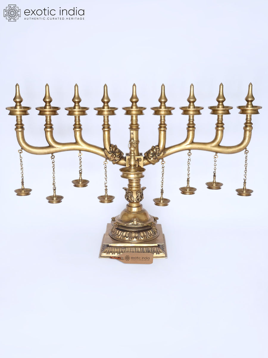 65" Super Large Brass Kerala Multi Deepam Lamp for Pooja