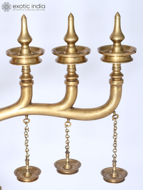 65" Super Large Brass Kerala Style Multi Deepam Lamp | Traditional Indian Multi Diya Stand