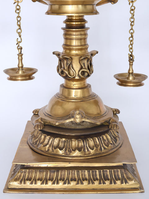 65" Super Large Brass Kerala Style Multi Deepam Lamp | Traditional Indian Multi Diya Stand