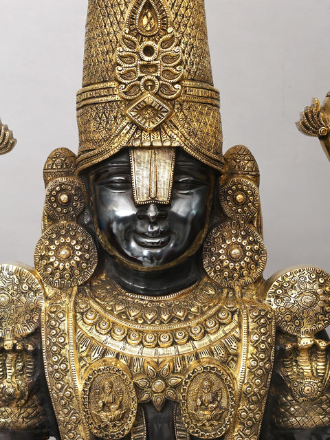 67" Large Black and Golden Tirupati Balaji (Venkateshvara) | Brass Statue