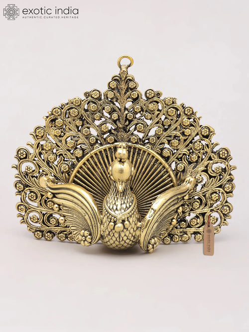 5" Handmade Designer Brass Peacock Statue with Open Wings